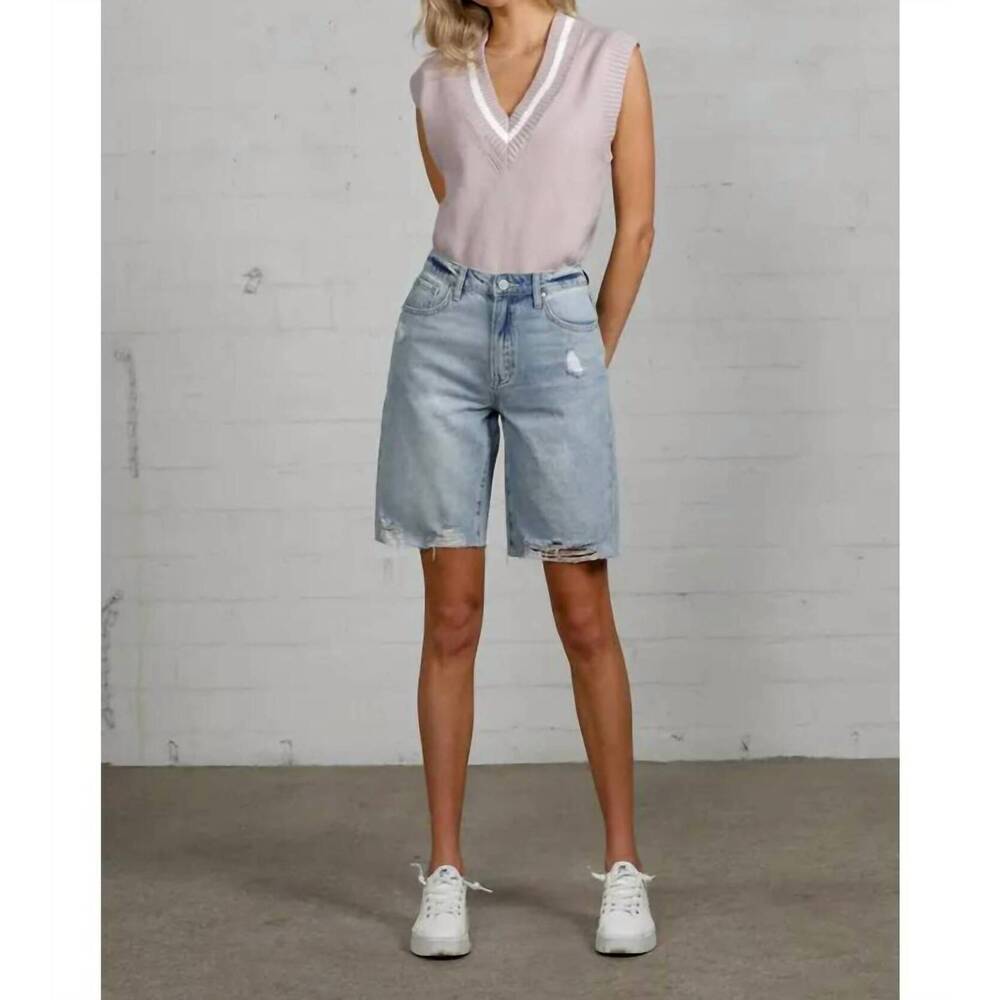 NEW RISEN high rise acid wash bermuda jeans in medium